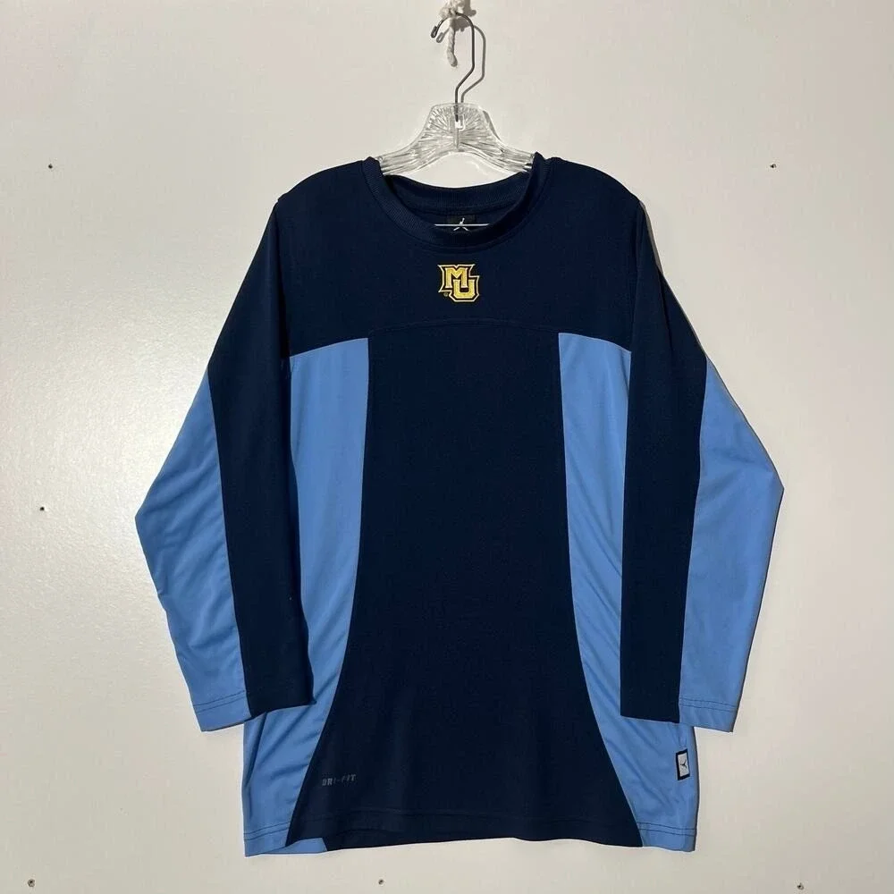 VTG Air Jordan Dri Fit Marquette University Blue‎ Basketball Long Sleeve Shirt S
